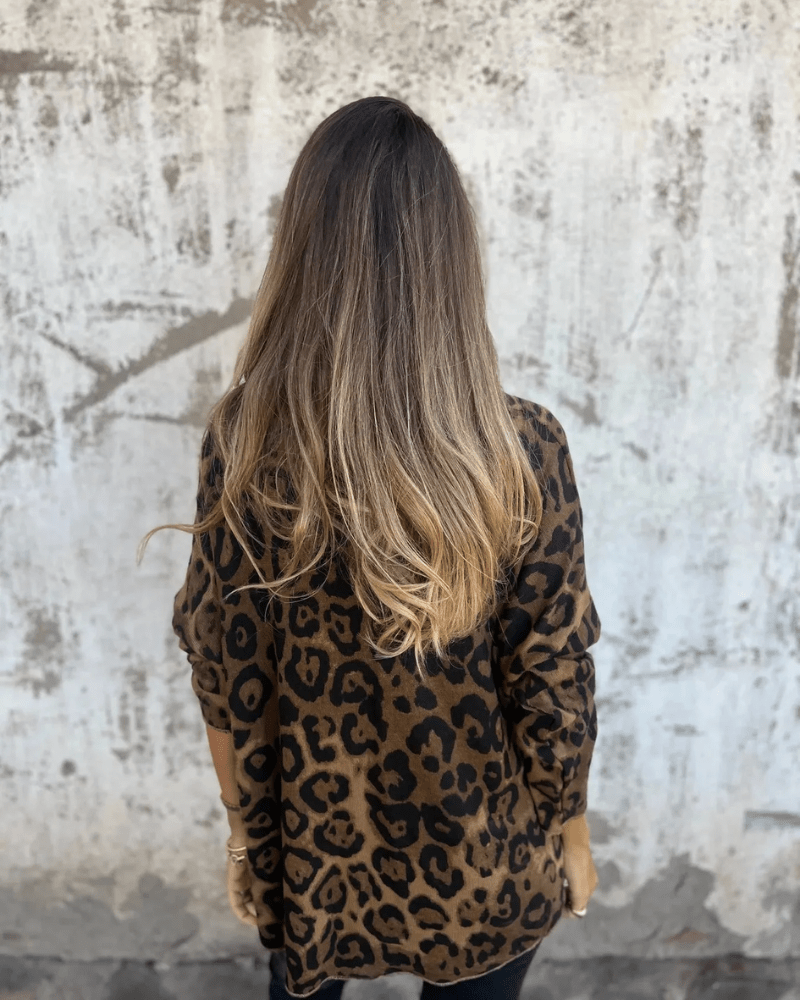 Lucy | Chic V-Neck Long Sleeve Leopard Print Top