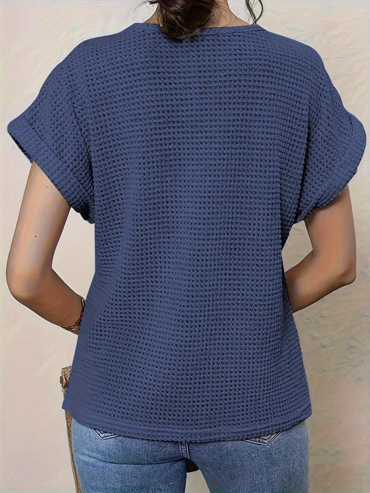 Wren | Elegant Crochet Lace Short Sleeve Knit Top