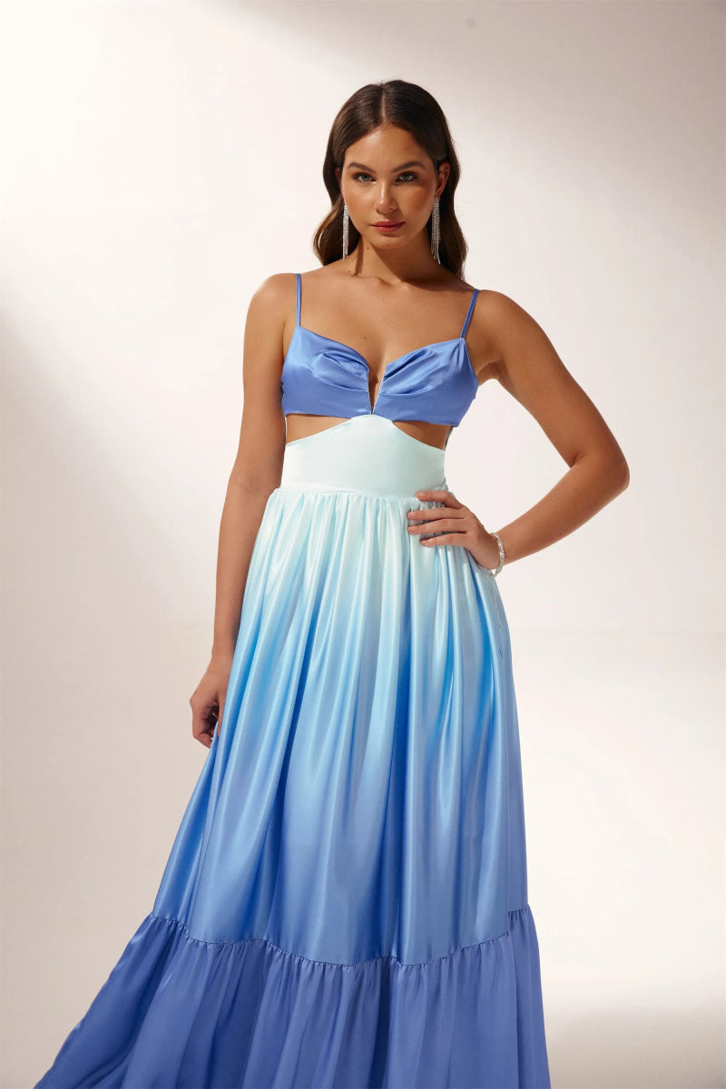 Marlena | Elegant Ombre Cut-Out Tiered Maxi Dress