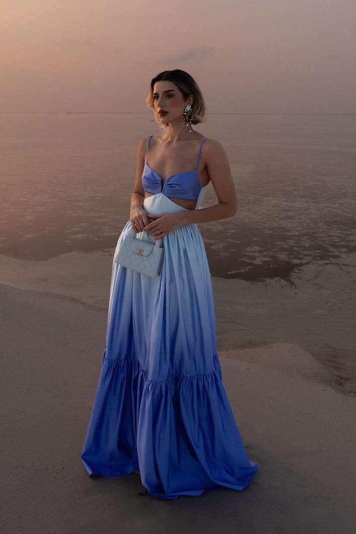 Marlena | Elegant Ombre Cut-Out Tiered Maxi Dress