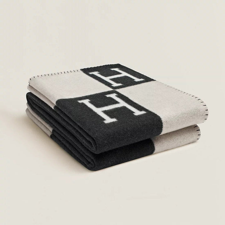 Evy | Elegant Wool Cashmere Throw Blanket With Monogram Pattern