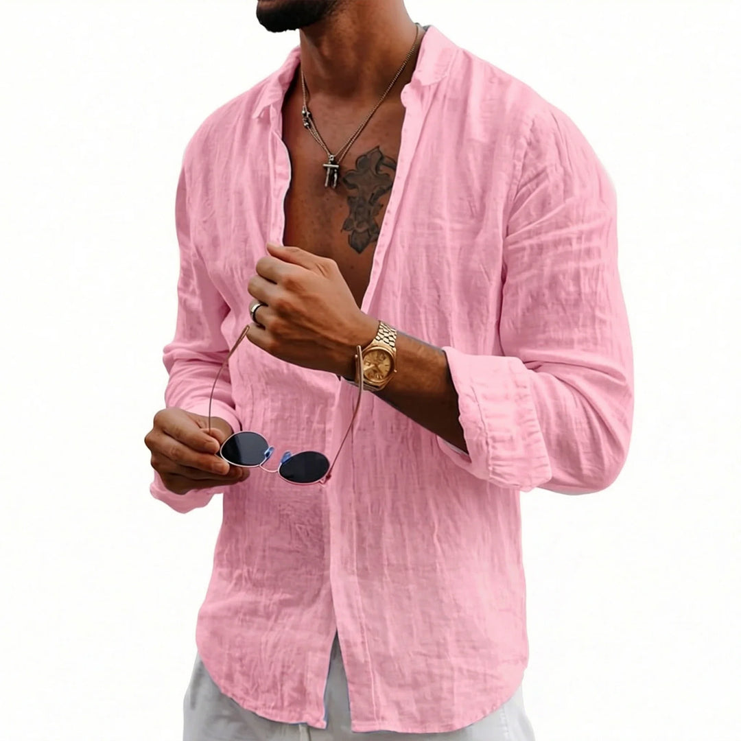 Margot | Elegant White Button-Up Linen Shirt Men's Summer Style