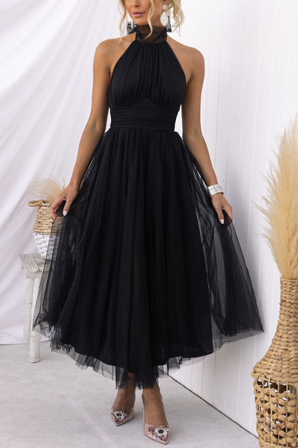 Penelope | Elegant Halter Tulle Maxi Dress