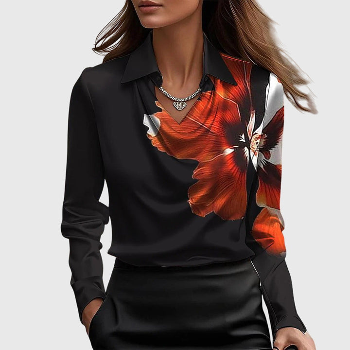 Brooklyn | Elegant Cowl Neck Long Sleeve Satin Blouse
