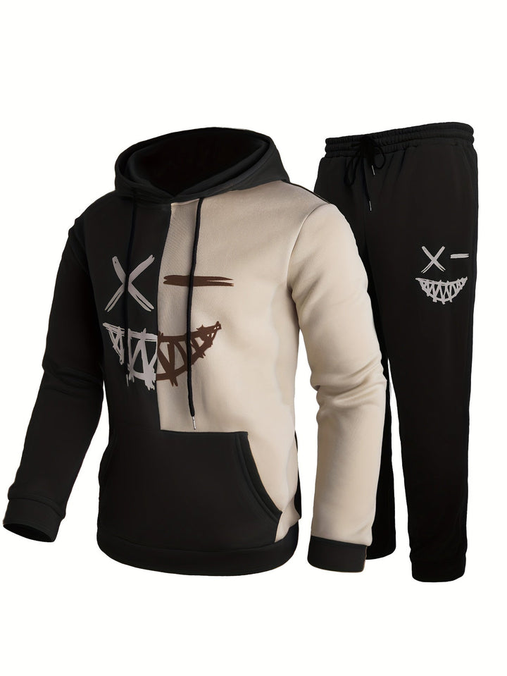 Damien | Stylish Color Block Hoodie And Jogger Set With Graphic Design