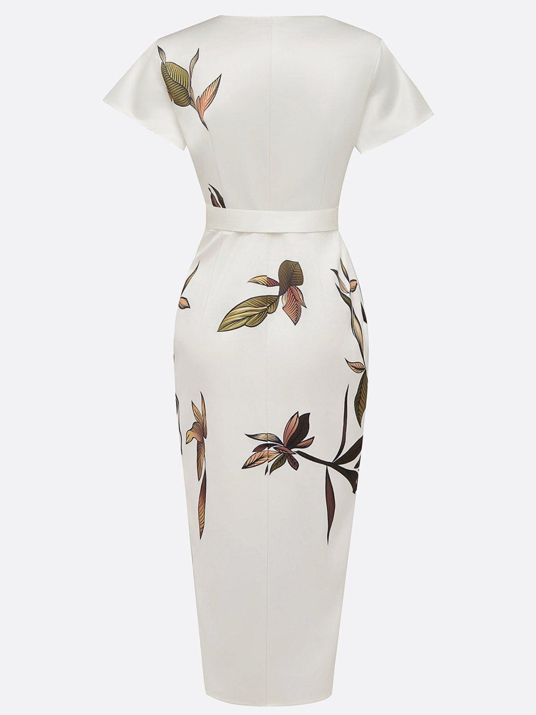 Evangeline | Elegant V-Neck Floral Wrap Midi Dress