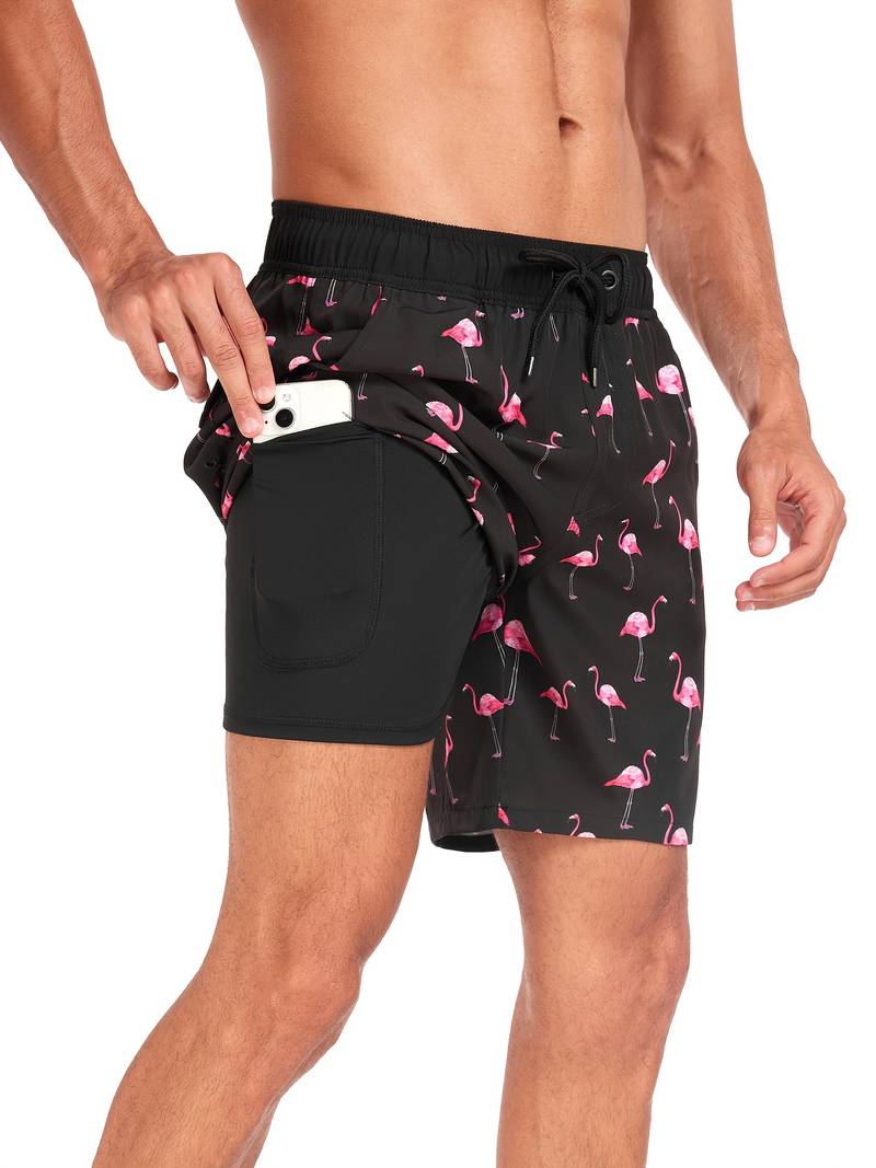 Ariel | Stylish Men's Flamingo Print Beach Swim Shorts