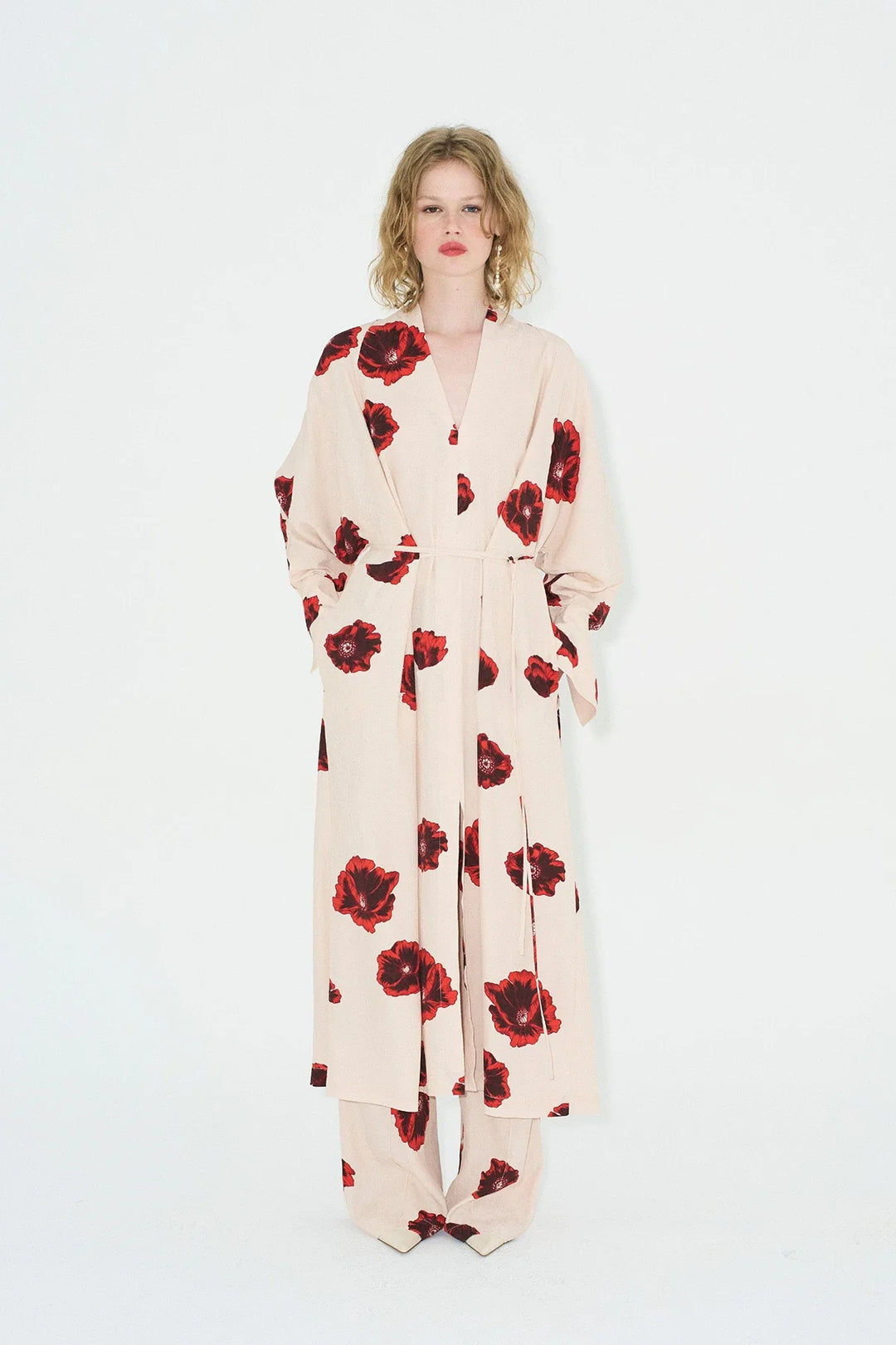 Dahlia | Elegant Floral Print Wrap Maxi Kimono Dress