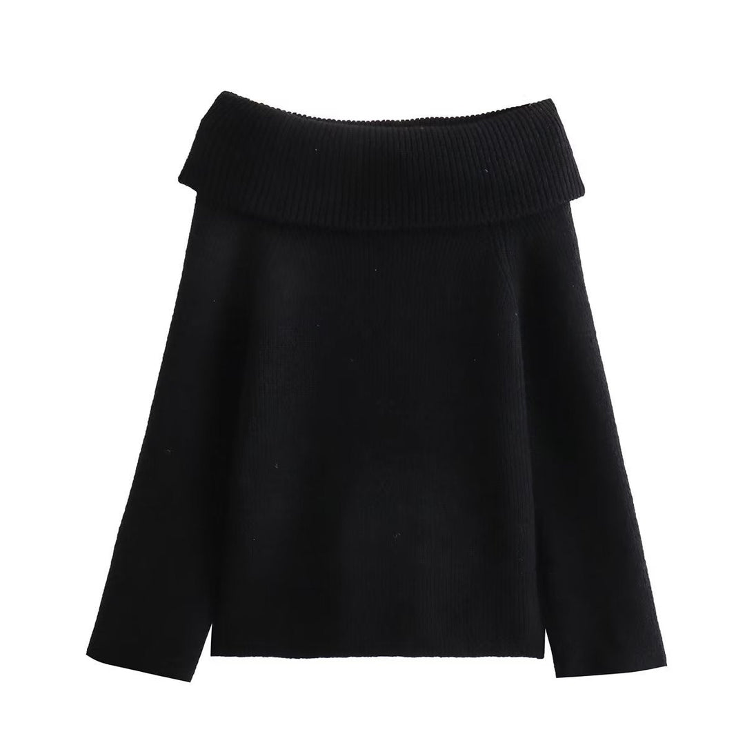 Sophia | Elegant Off Shoulder Black Knit Jumper Women