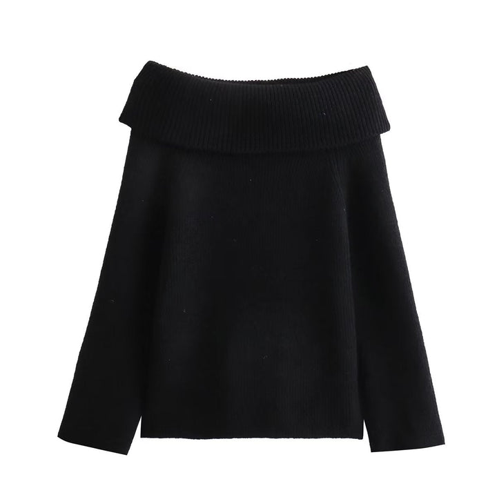 Sophia | Elegant Off Shoulder Black Knit Jumper Women