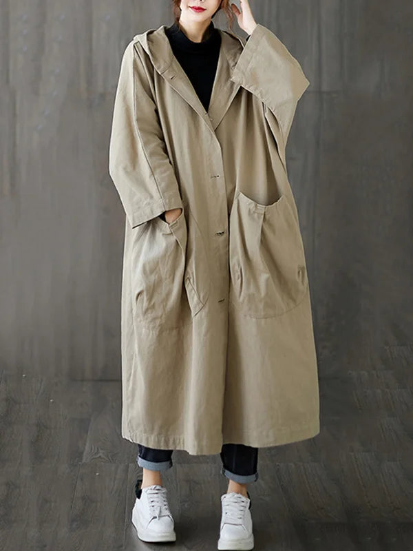 Kira | Elegant Long Waterproof Trench Coat with Hood