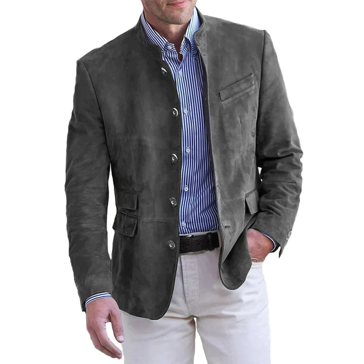 Stella | Elegant Suede Blazer With Classic Collar And Button Front