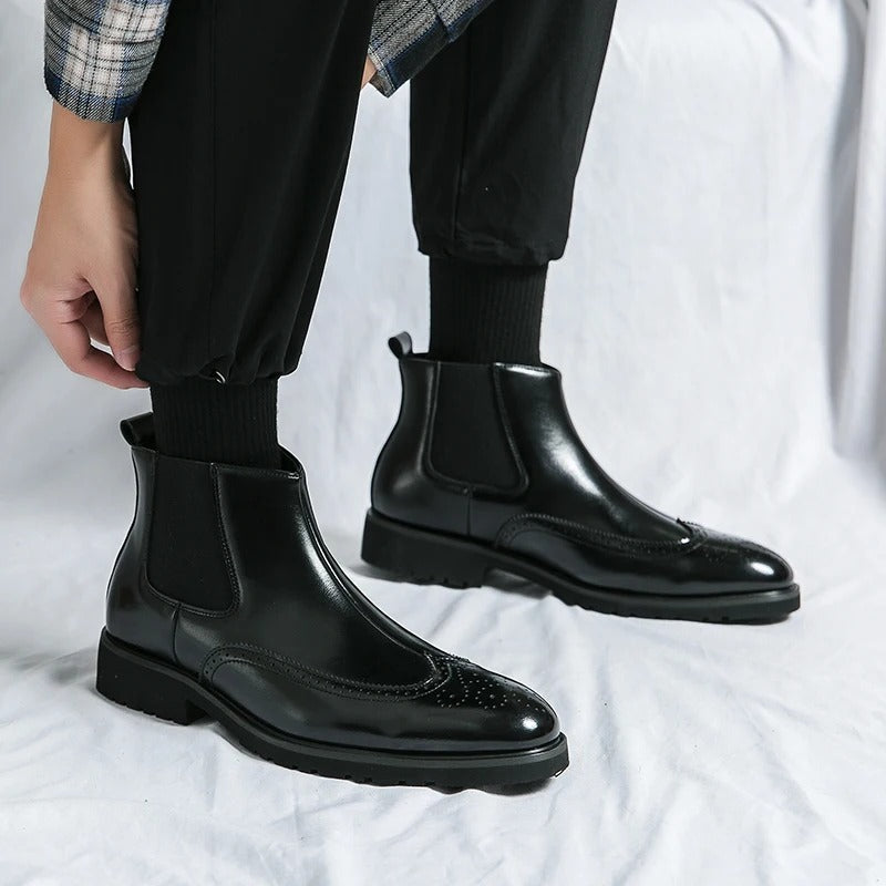 Margot | Elegant Brogue Chelsea Boots With Premium Leather