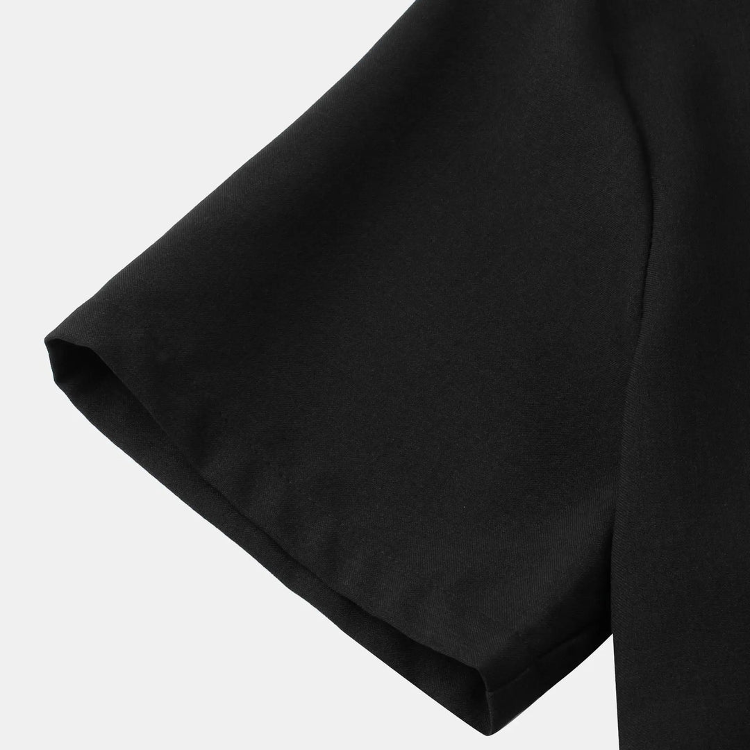 Tobias | Stylish Cotton-Linen Short Sleeve Mandarin Collar Shirt