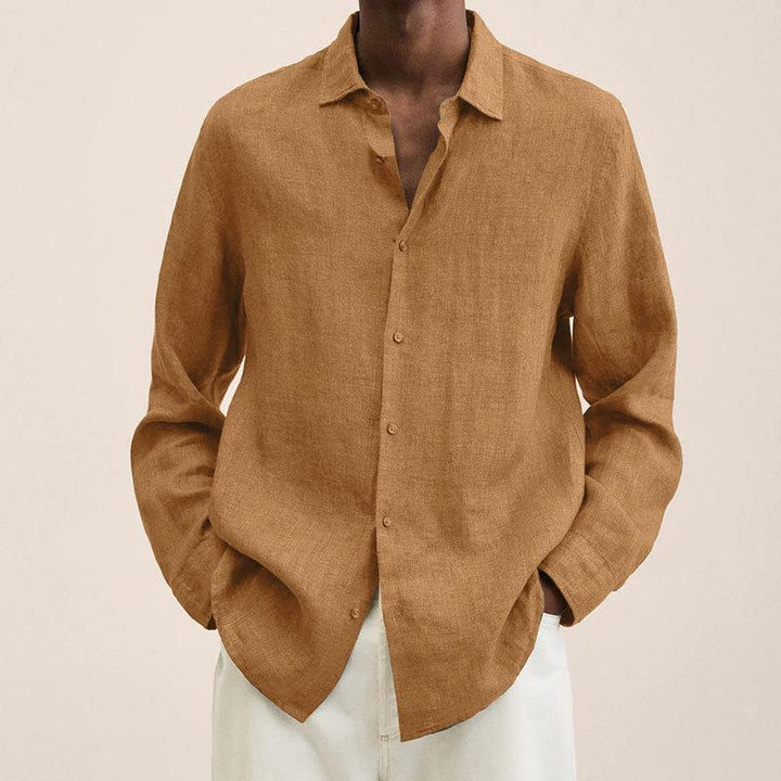 Giovanni | Elegant Men's Long Sleeve Linen Button Up Shirt