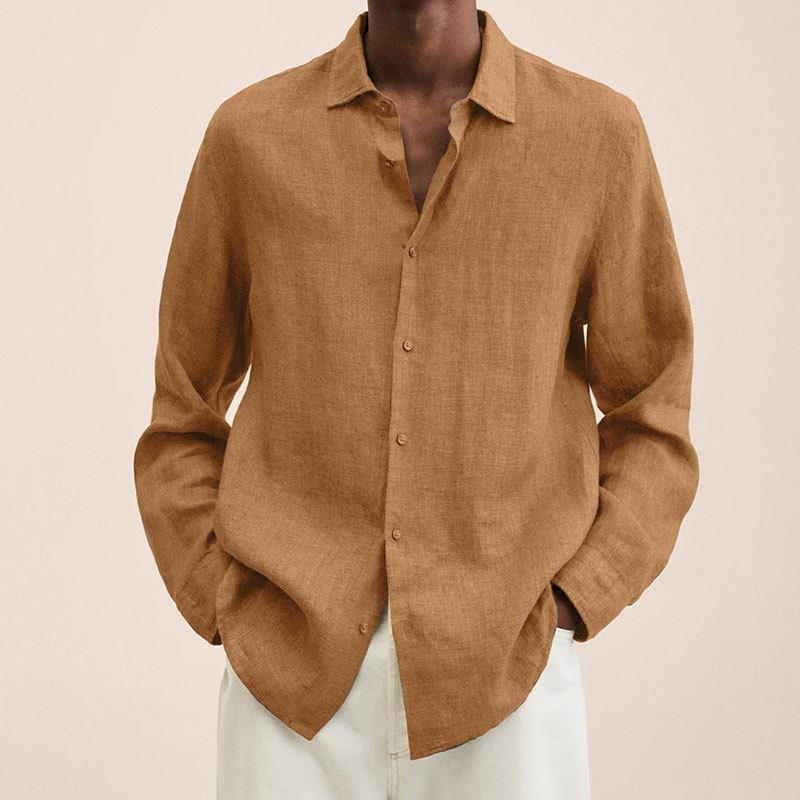 Hunter | Elegant Long Sleeve Button-Up Linen Shirt For Men