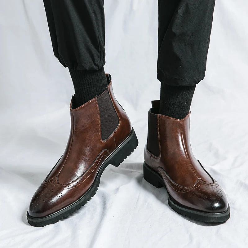 Margot | Elegant Brogue Chelsea Boots With Premium Leather
