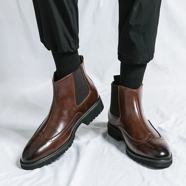 Margot | Elegant Brogue Chelsea Boots With Premium Leather