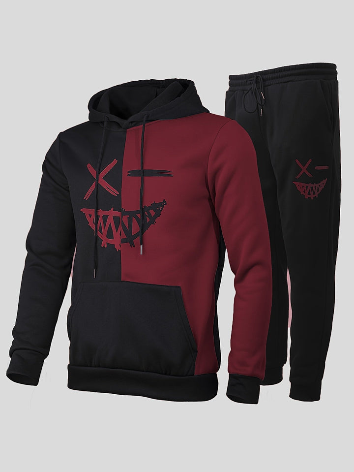Damien | Stylish Color Block Hoodie And Jogger Set With Graphic Design