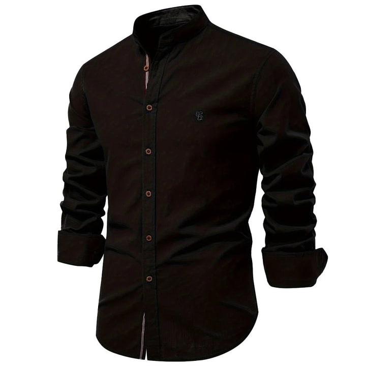 Evy | Stylish Men's Light Blue Mandarin Collar Cotton Shirt
