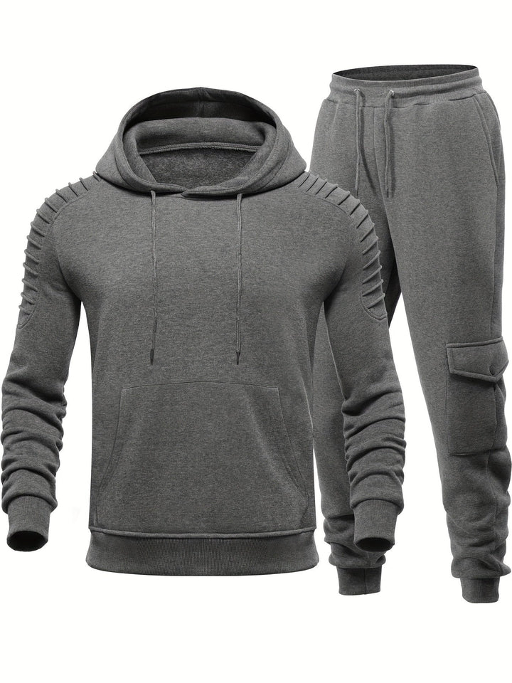 Eva | Stylish Men's Hooded Tracksuit Set With Pleated Shoulders