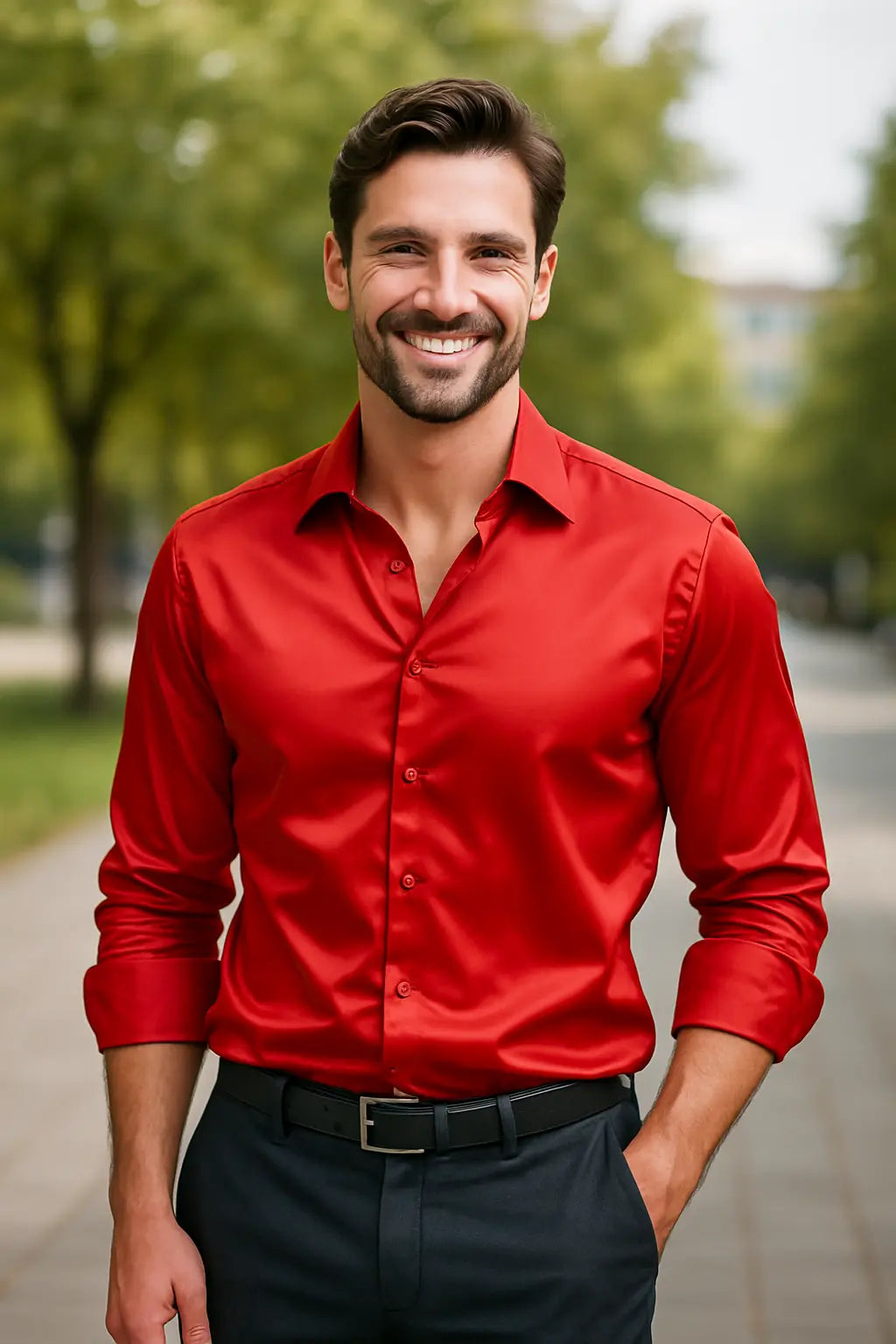 Tillie | Elegant Gold Satin Long Sleeve Formal Dress Shirt Men