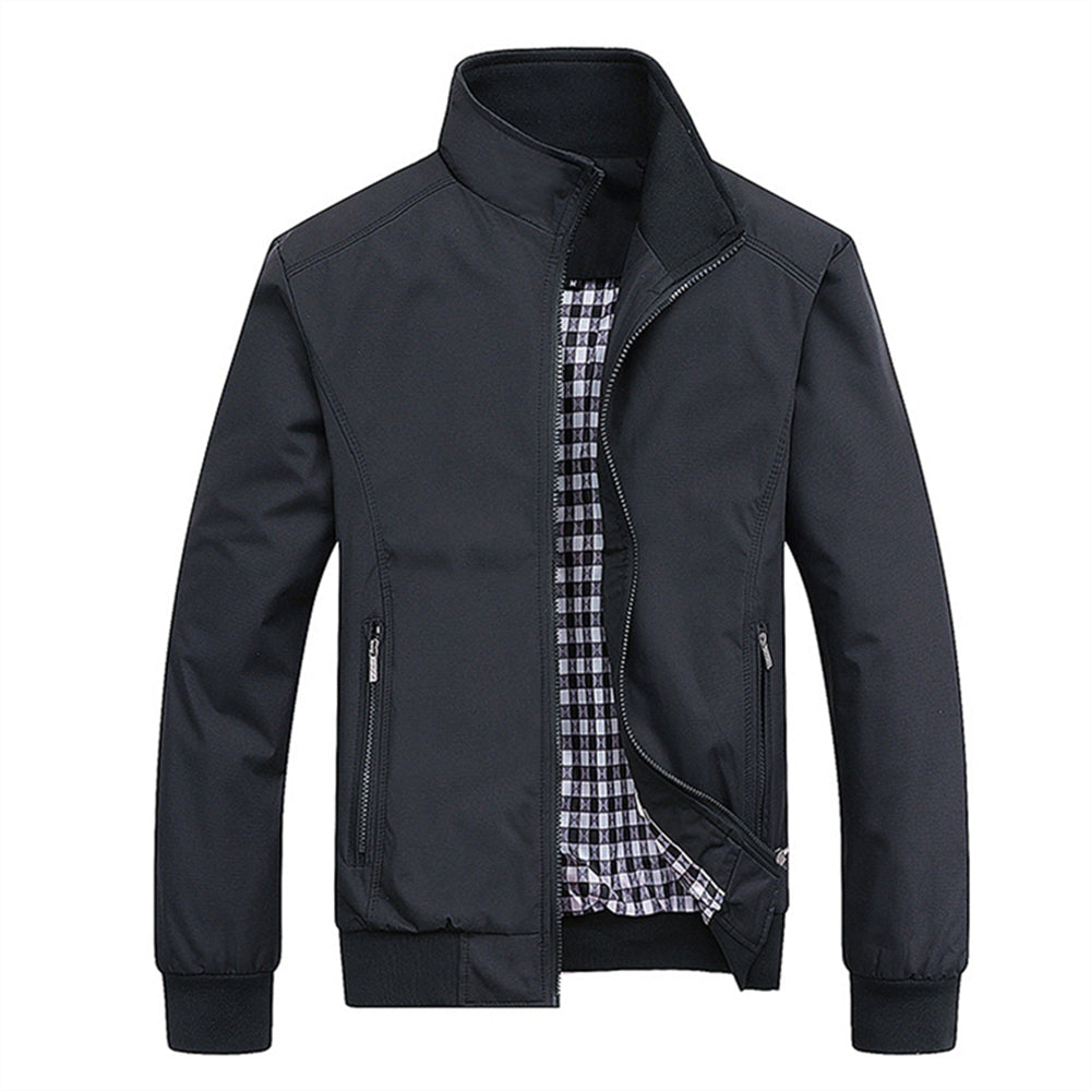 Tilly | Stylish Navy Bomber Jacket With Stand Collar Design