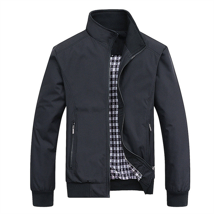 Tilly | Stylish Navy Bomber Jacket With Stand Collar Design