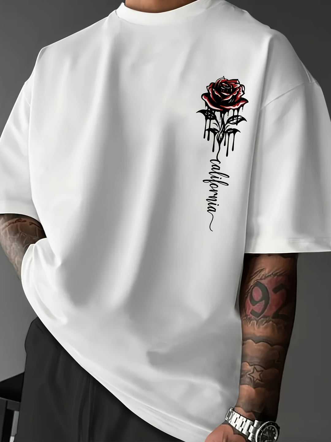 Tiana | Stylish Rose Print Graphic Tee With Relaxed Fit