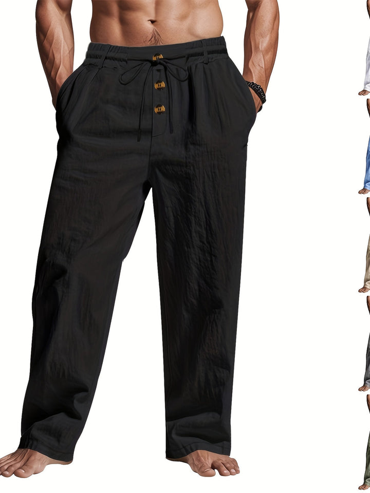 Eliza | Stylish Drawstring Linen Pants With Button Details