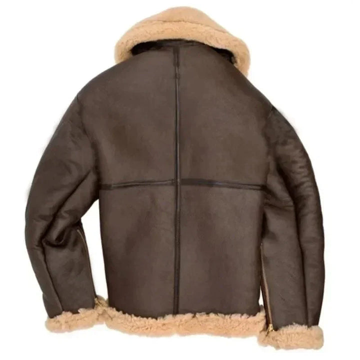 Tilly | Stylish Sherpa Lined Aviator Leather Jacket