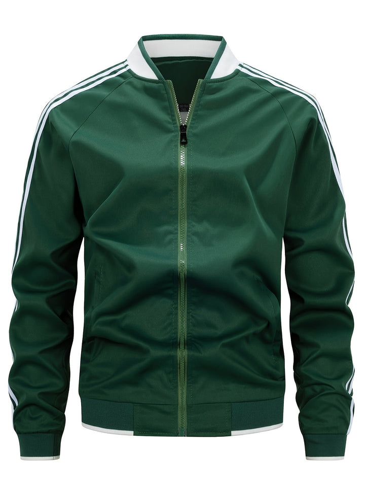 Tilly | Stylish Green Track Jacket With Striped Sleeves