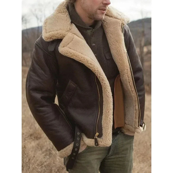 Tilly | Stylish Sherpa Lined Aviator Leather Jacket