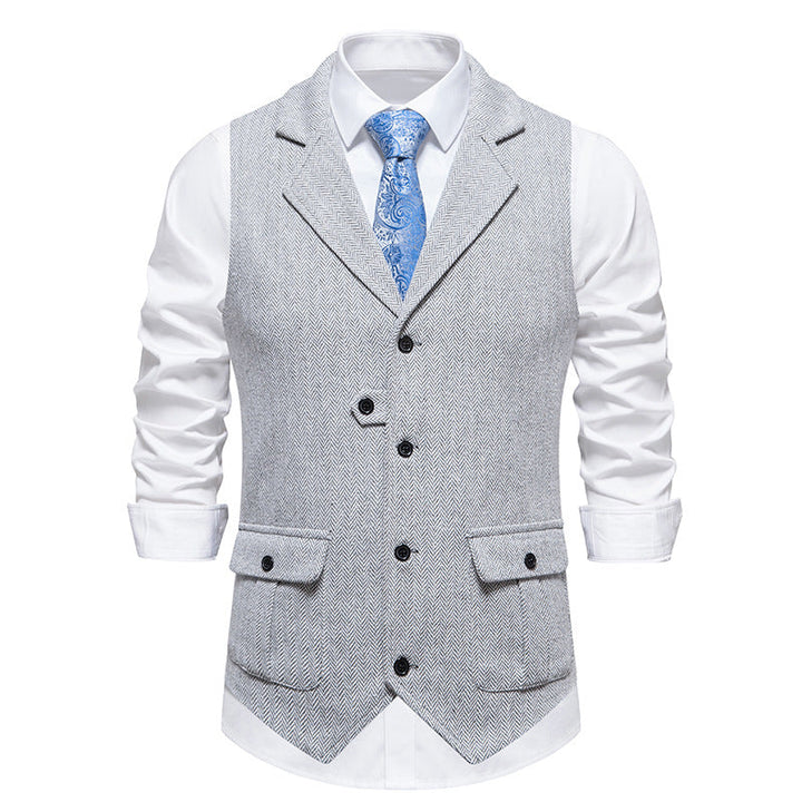 Tillie | Elegant Brown Herringbone Formal Vest For Men