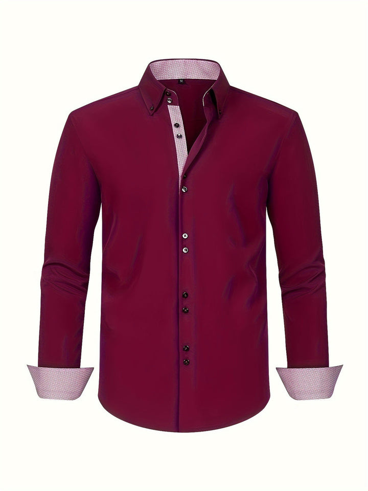 Tillie | Elegant Double Collar Long Sleeve Button Up Shirt