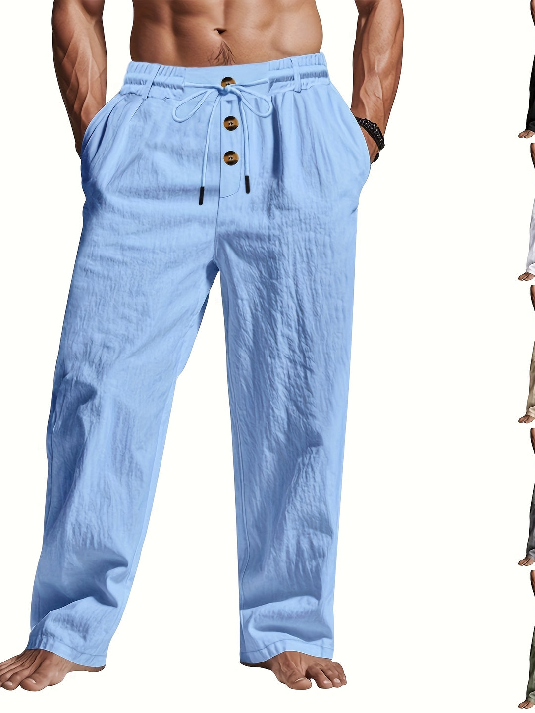Eliza | Stylish Drawstring Linen Pants With Button Details