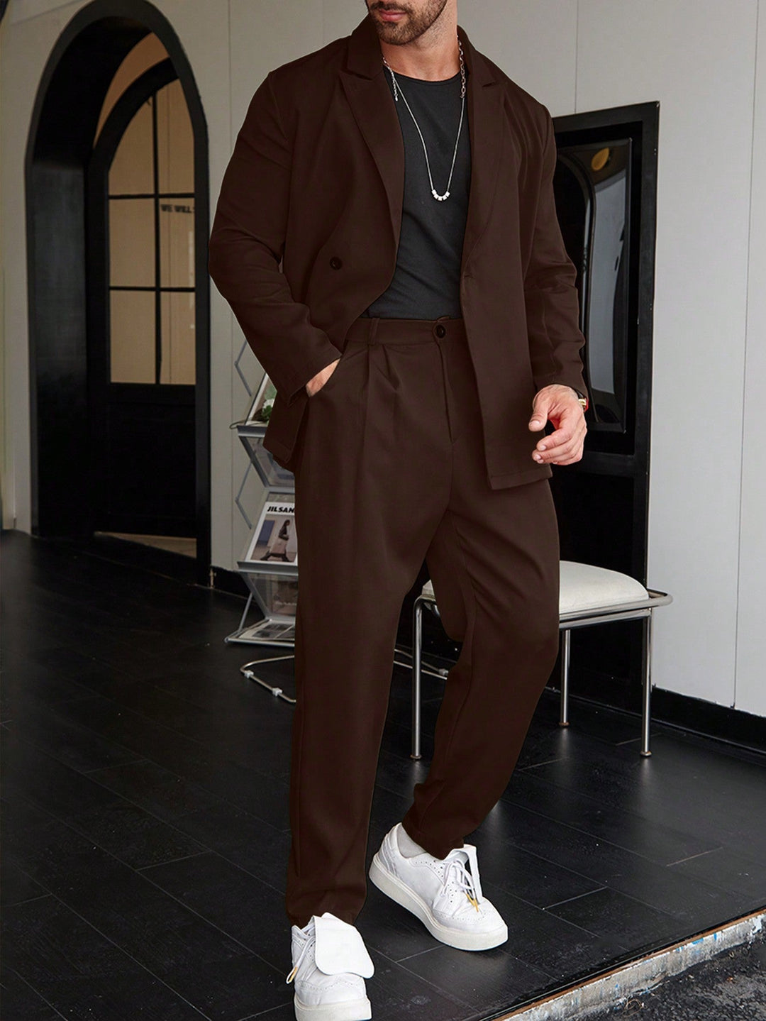 Tillie | Elegant Single Breasted Peak Lapel Slim Fit Suit Men