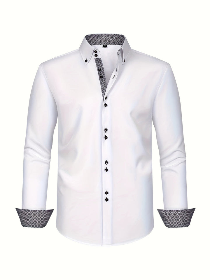 Tillie | Elegant Double Collar Long Sleeve Button Up Shirt