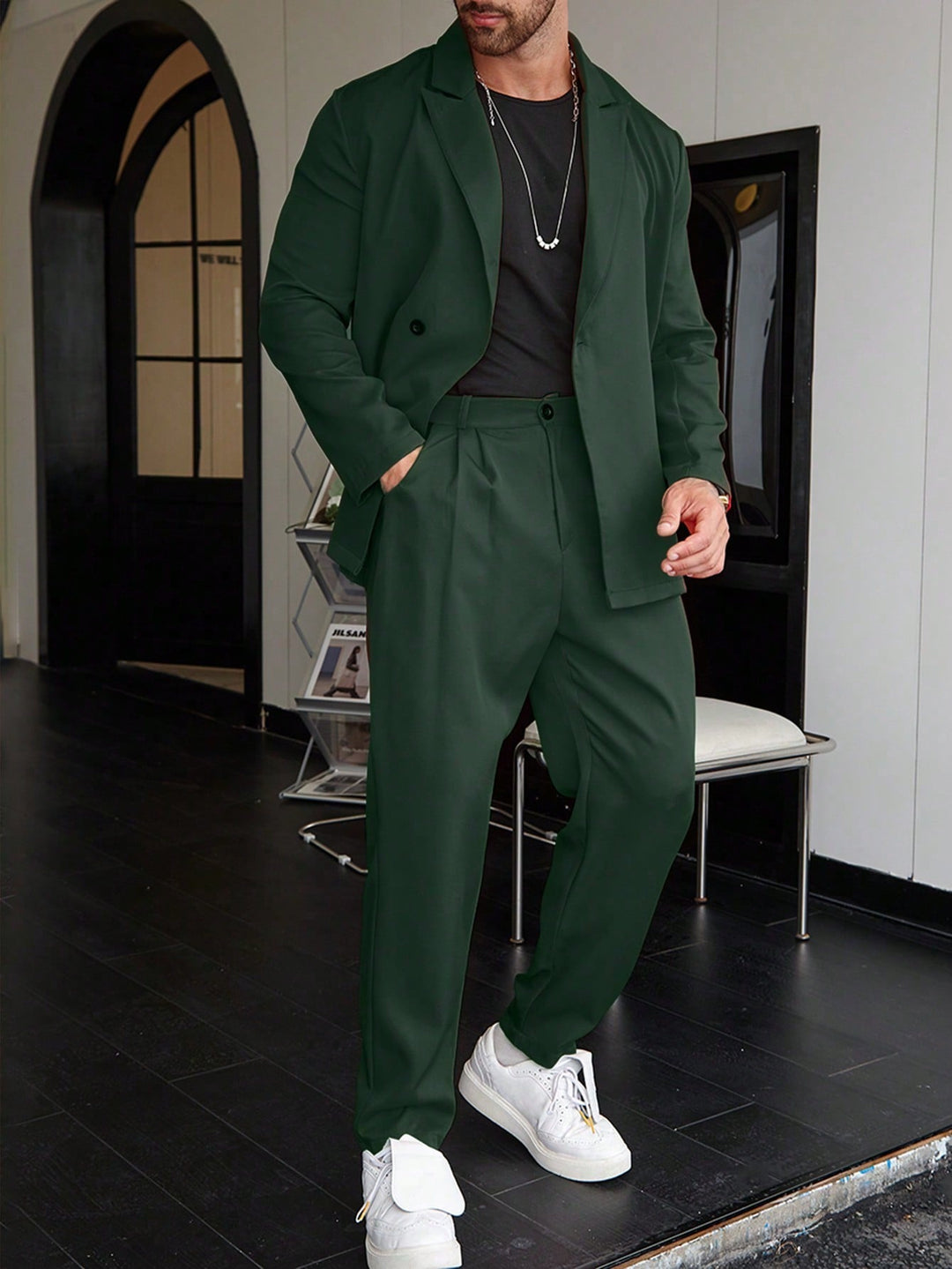 Tillie | Elegant Single Breasted Peak Lapel Slim Fit Suit Men