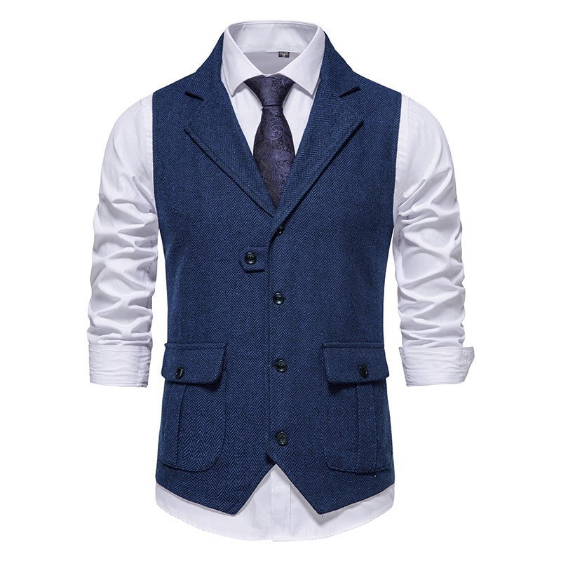 Tillie | Elegant Brown Herringbone Formal Vest For Men