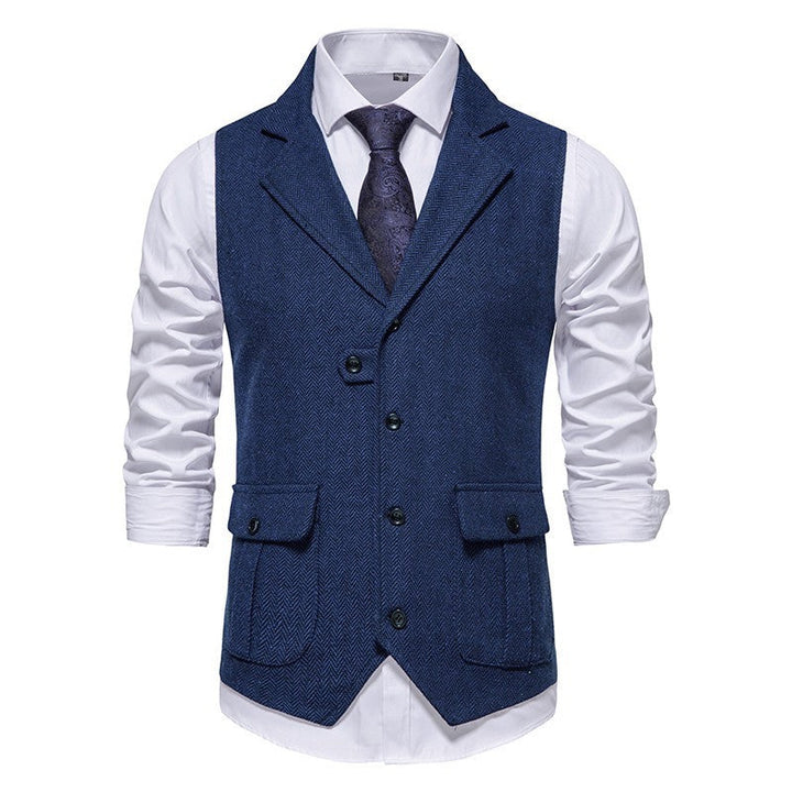 Tillie | Elegant Brown Herringbone Formal Vest For Men