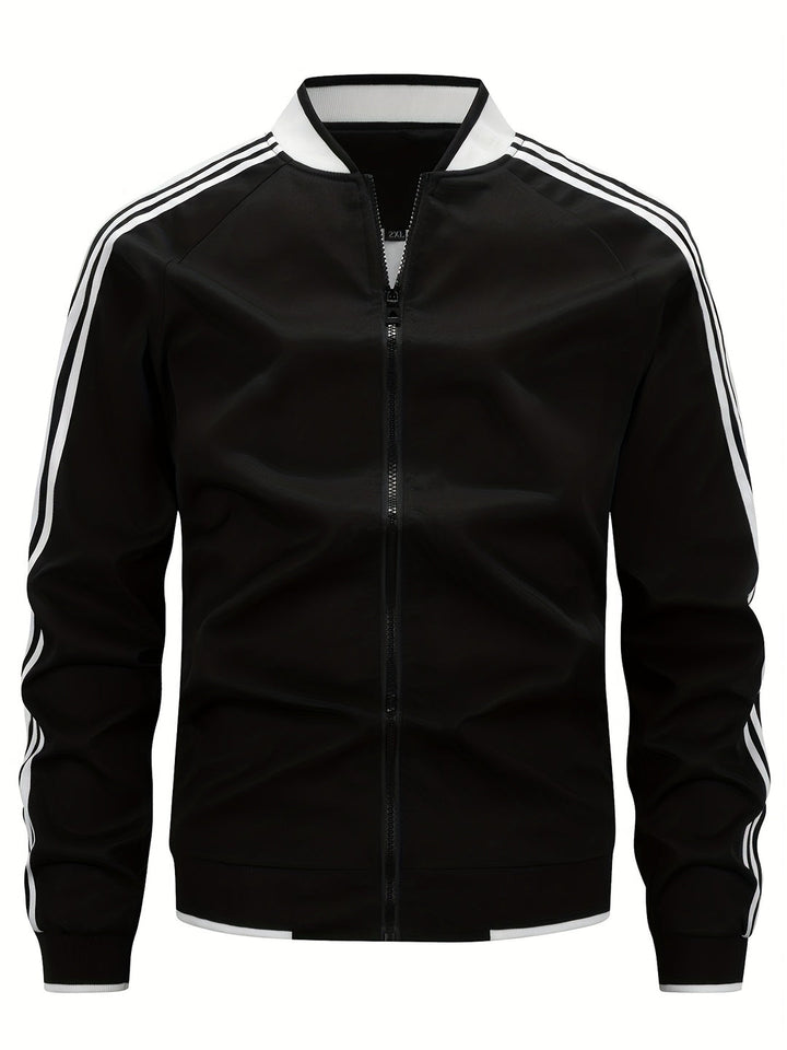 Tilly | Stylish Green Track Jacket With Striped Sleeves