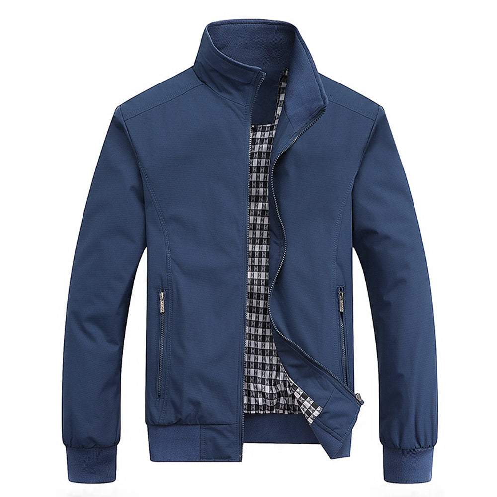 Tilly | Stylish Navy Bomber Jacket With Stand Collar Design