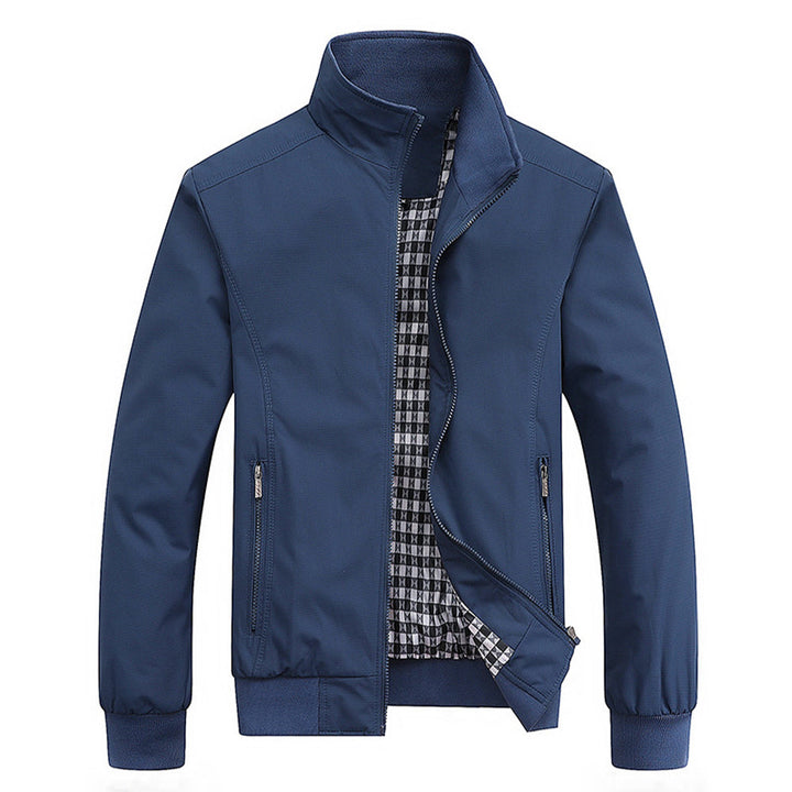 Tilly | Stylish Navy Bomber Jacket With Stand Collar Design