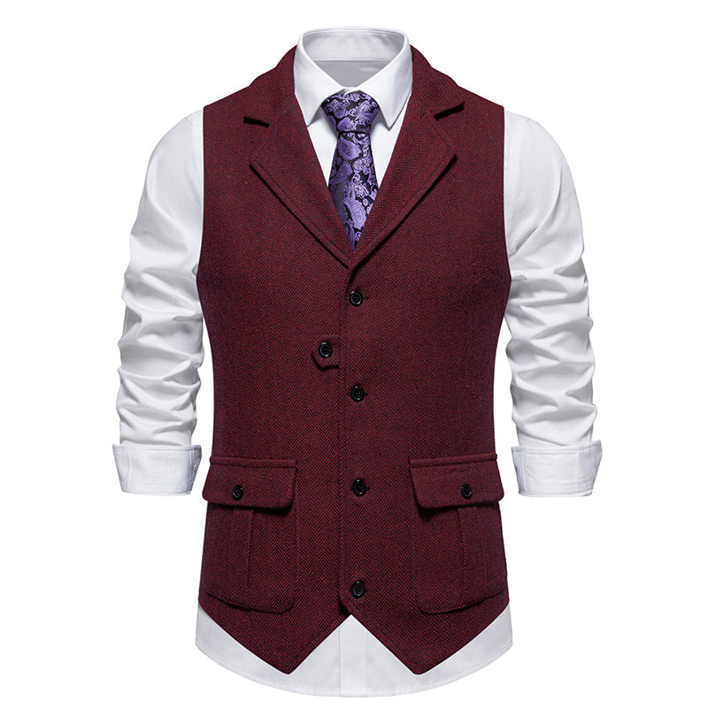 Tillie | Elegant Brown Herringbone Formal Vest For Men