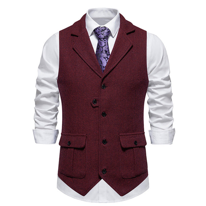 Tillie | Elegant Brown Herringbone Formal Vest For Men