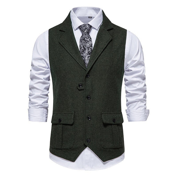 Tillie | Elegant Brown Herringbone Formal Vest For Men