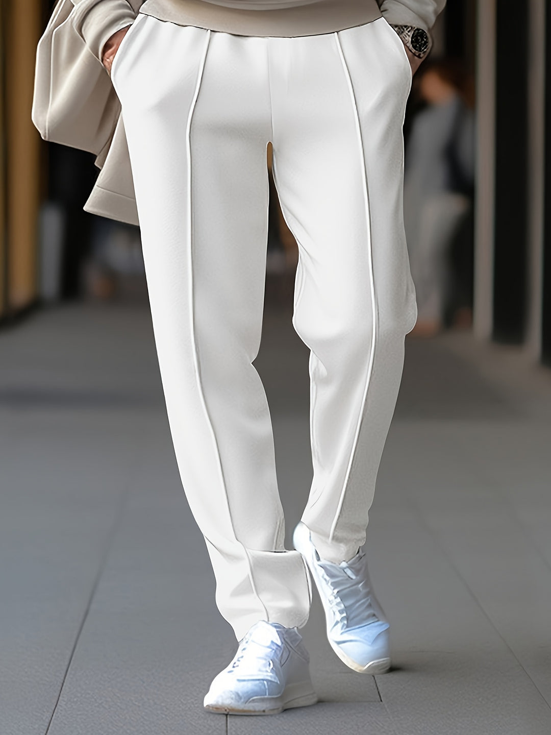 Tillie | Sleek Drawstring Linen Pants Men White Lightweight
