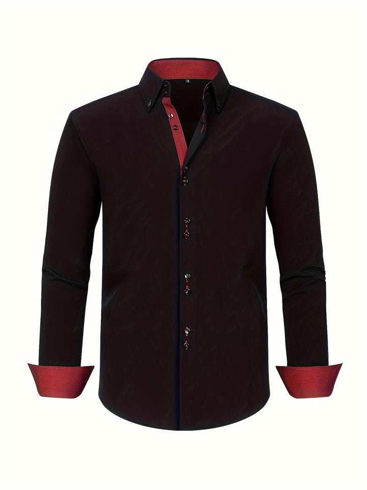 Tillie | Elegant Double Collar Long Sleeve Button Up Shirt