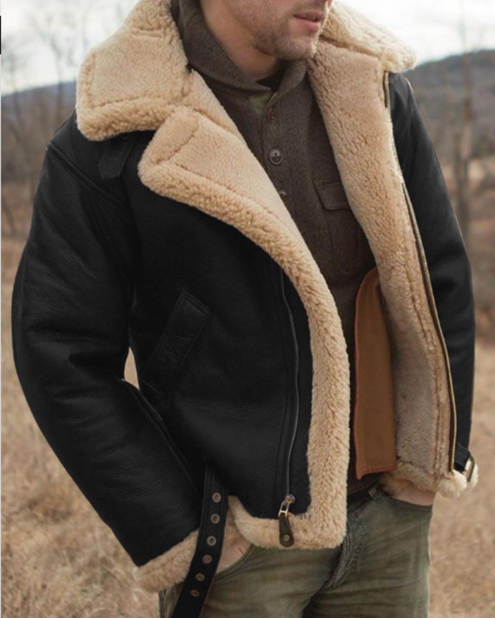 Tilly | Stylish Sherpa Lined Aviator Leather Jacket